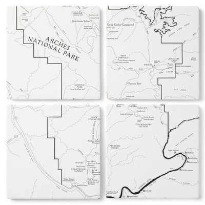 Arches National Park Line Map Coasters (Set of 4)