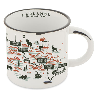 Badlands National Park Hand-Drawn Map Camp Mug