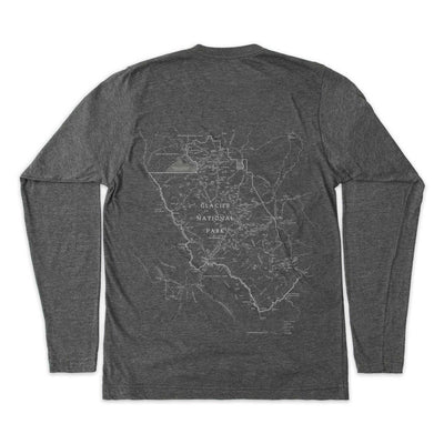 Glacier Line Map Long-Sleeve Unisex Tee