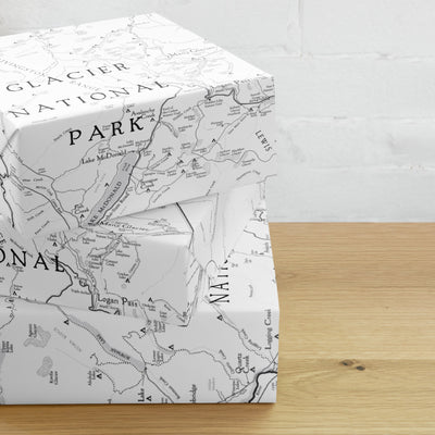 Glacier National Park Line Map Wrapping Paper