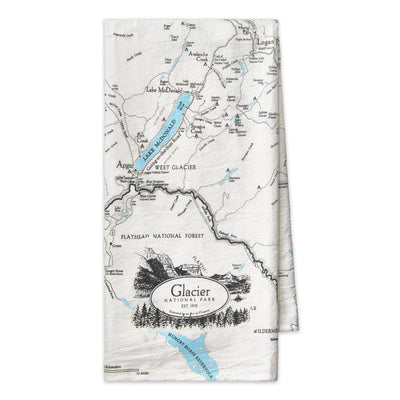 Glacier National Park Map Flour Sack Towel - McGovern & Company