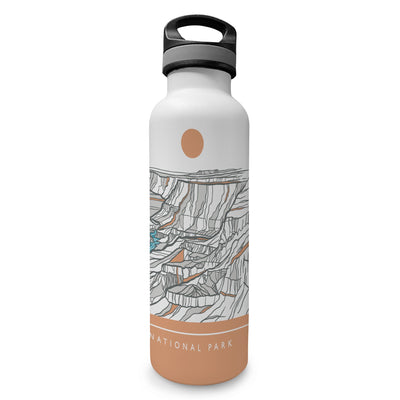 Grand Canyon Contour Lines Insulated Water Bottle in White