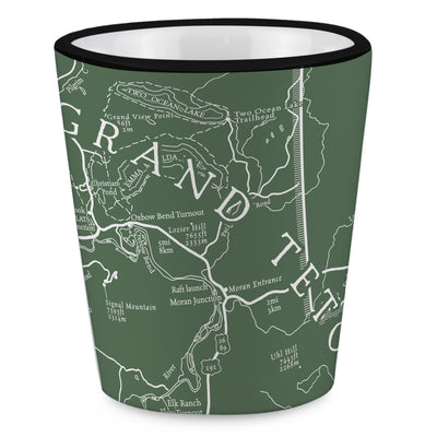 Grand Teton National Park Line Map Shot Glass