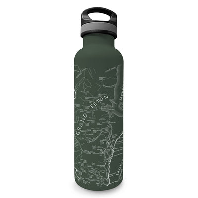 Grand Teton National Park Map Insulated Water Bottle