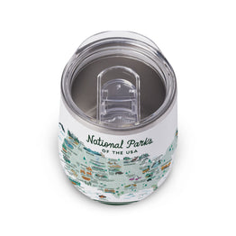 National Parks of the USA Illustrated Map Wine Tumbler in White