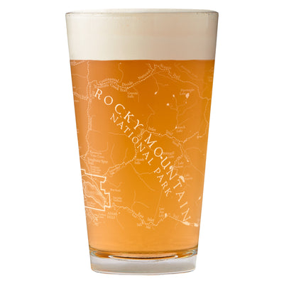 Rocky Mountain National Park Line Map Pint Glass