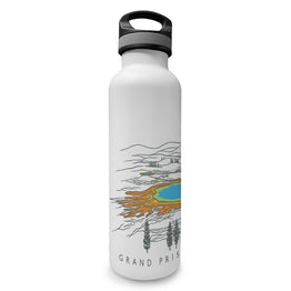 Yellowstone Grand Prismatic Contour Lines Insulated Water Bottle in White