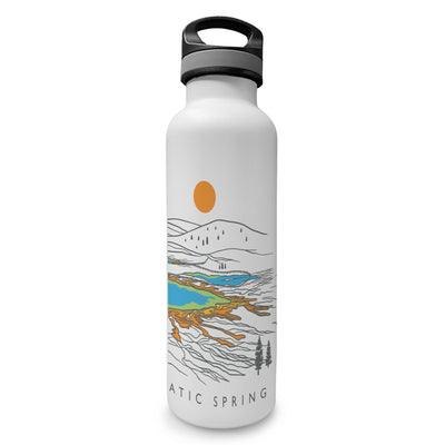 Yellowstone Grand Prismatic Contour Lines Insulated Water Bottle in White