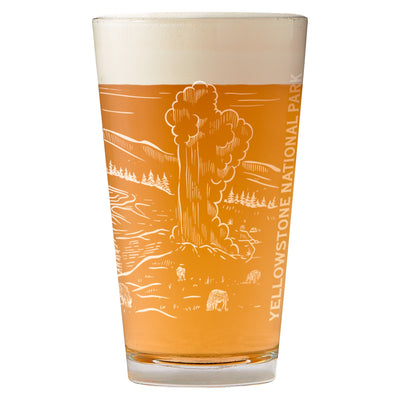 Yellowstone National Park Aerial Illustration Pint Glass