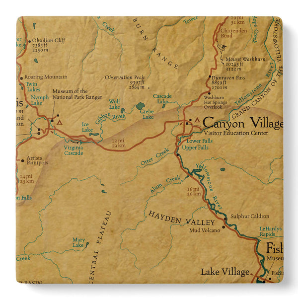 Yellowstone National Park Vintage Map Coasters - McGovern Outdoor